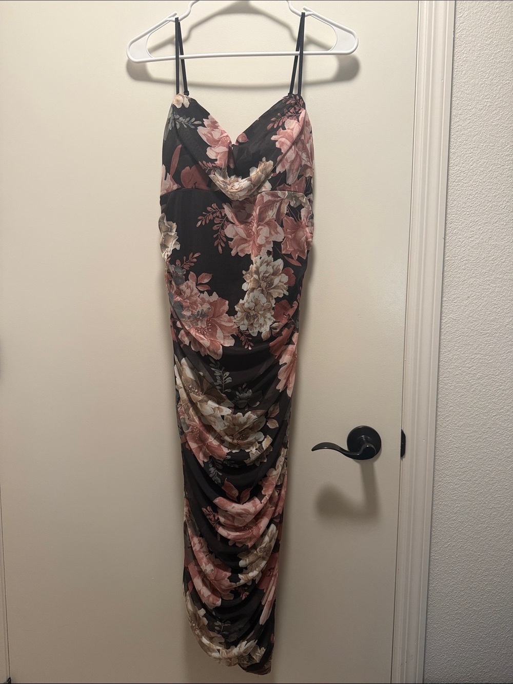 Emerald Sundae Black Dress with Pink and Cream Floral Accents